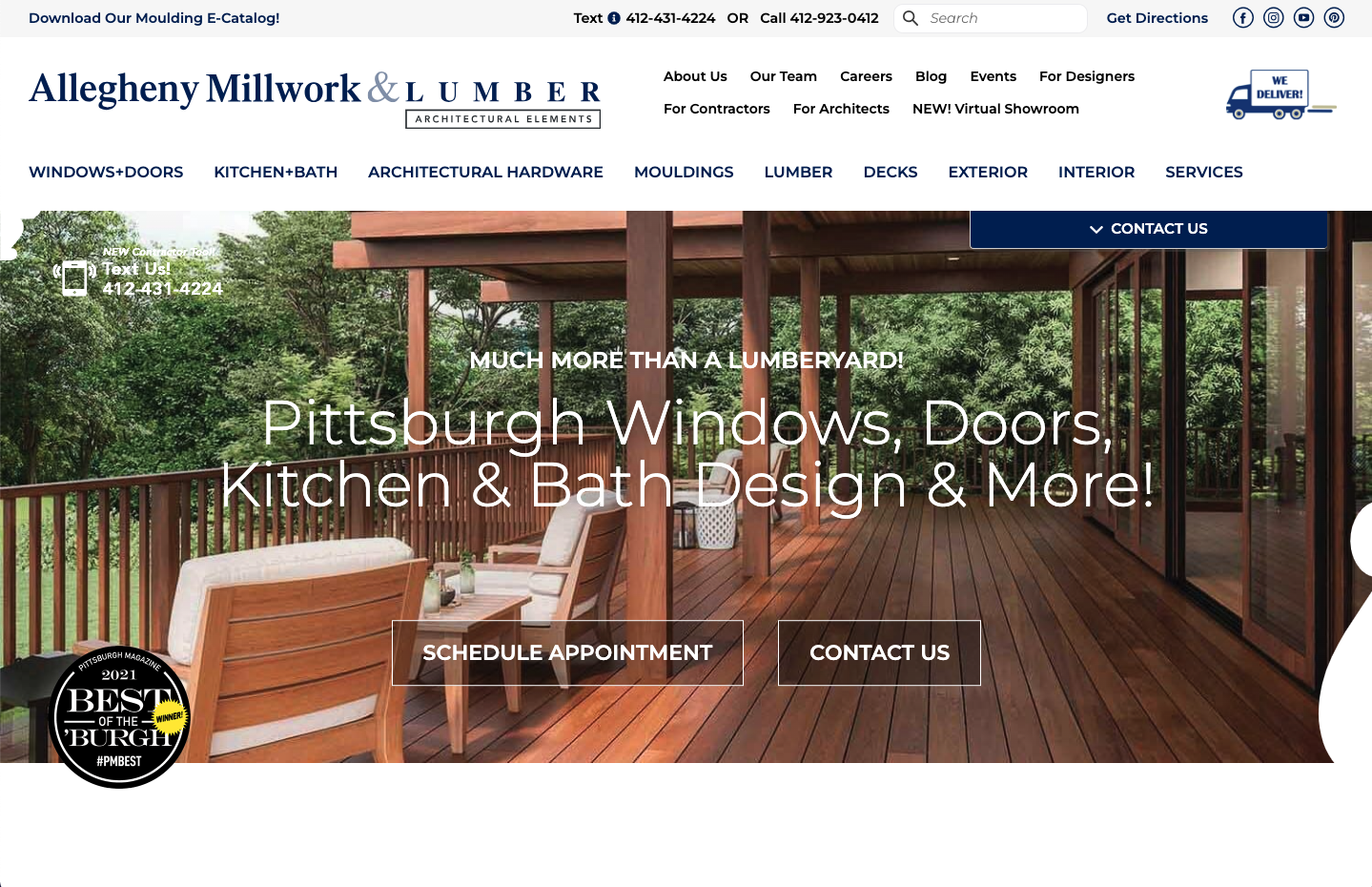 Allegheny Millwork & Lumber New Award-Winning Website