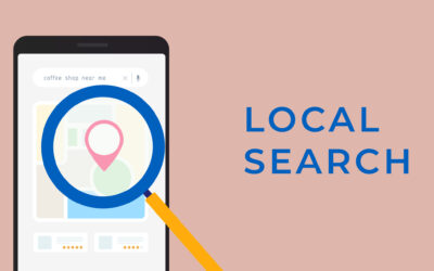 Local Search horizontal banner concept. SEO Optimize for Near Me Searches concept. Local Search Engine Optimization - part of all business online marketing strategy.